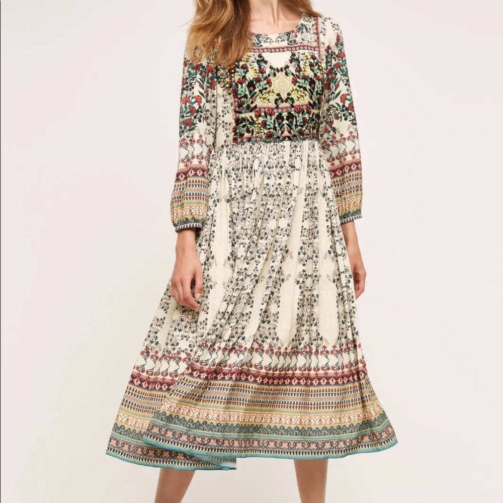 Anthropologie Bhanuni Women's Nwt Far Fields Midi Dress Size 4